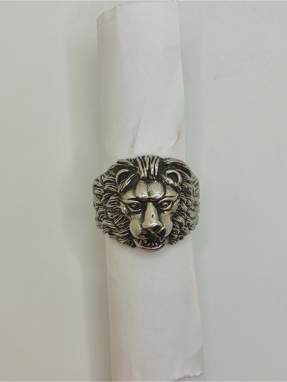 Steel lion head ring